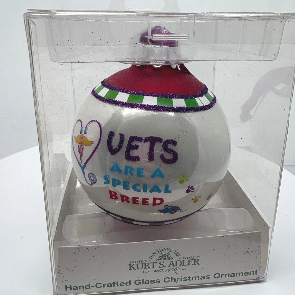 Kurt S Adler Vets Are A Special Breed Glass Christmas‎ Ornament New Veterinarian
